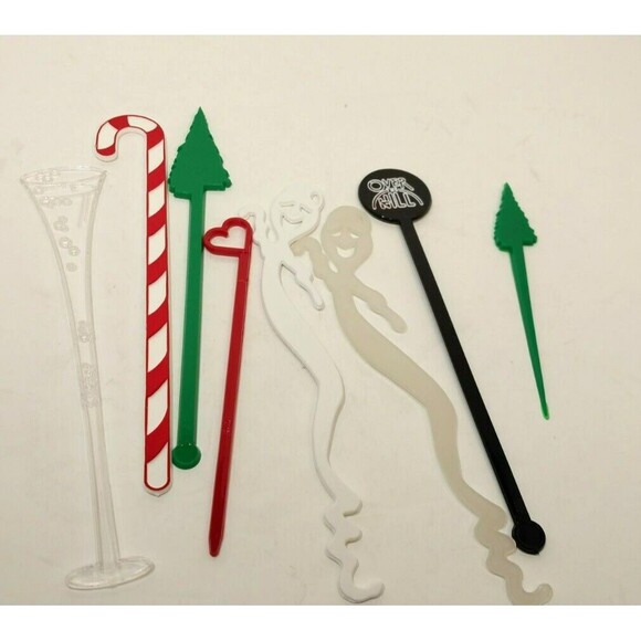 Vintage Set of 62 Drink Stir Sticks Various Themes Retro Barware - Picture 8 of 13